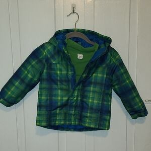 Cherokee Plaid Hooded Snow Jacket & Fleece Lined Removable Jacket Inside